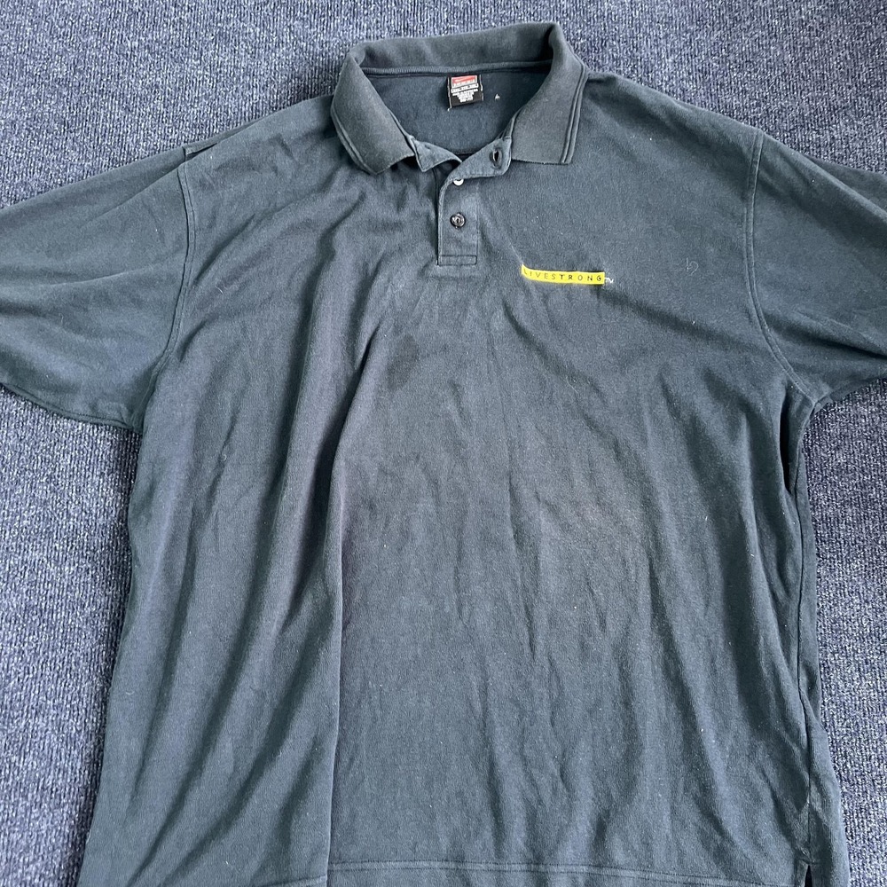Nike Polo Shirt Mens 2XL Black Livestrong Dri Fit Team Golf Cycling Performance